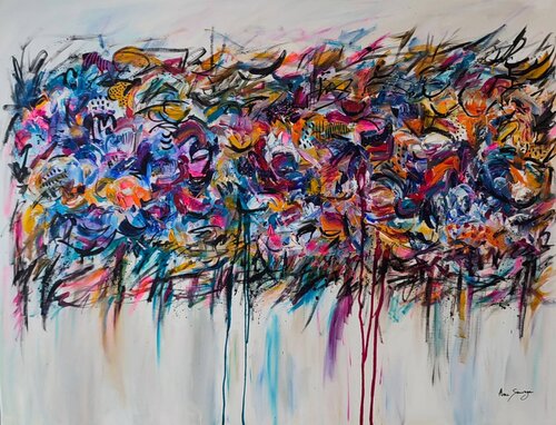 Histoires du monde - grand tableau abstrait coloré moderne by ÂME SAUVAGE, Painting for Sale on Select