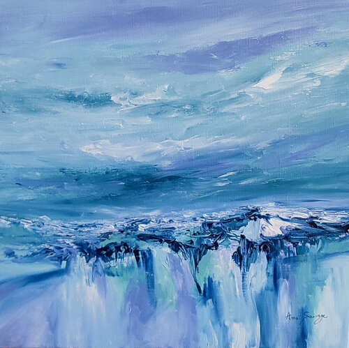 Terres de glaces - tableau abstrait bleu by ÂME SAUVAGE, Painting for Sale on Select