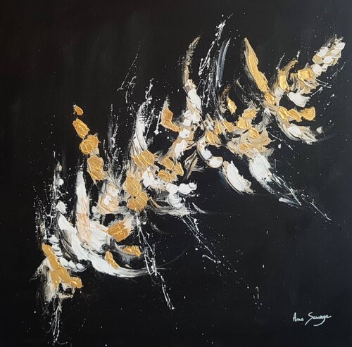 Or blanc - tableau noir blanc or by ÂME SAUVAGE, Painting for Sale on Select