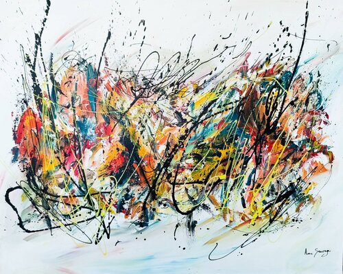 Une autre histoire - grand tableau abstrait coloré by ÂME SAUVAGE, Painting for Sale on Select