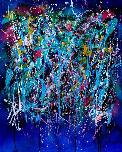 L'éclate totale - tableau abstrait bleu by ÂME SAUVAGE, Painting for Sale on Select