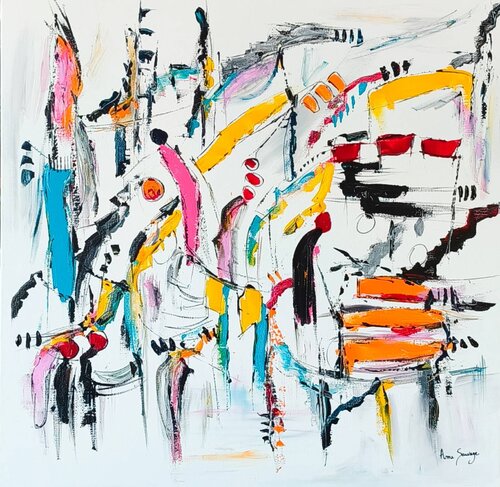 Moment de vie - grand tableau abstrait coloré von ÂME SAUVAGE, Malerei kaufen auf Select