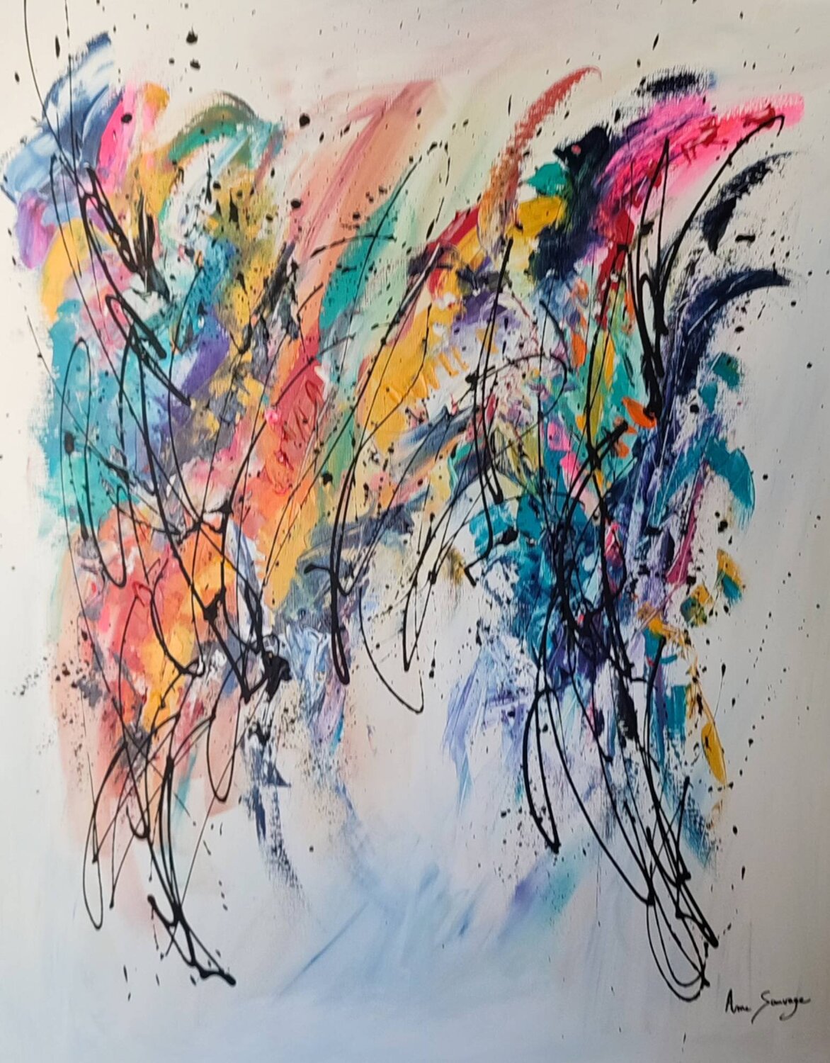 L'esprit du peintre - Grand tableau abstrait coloré ÂME SAUVAGE Original painting for sale