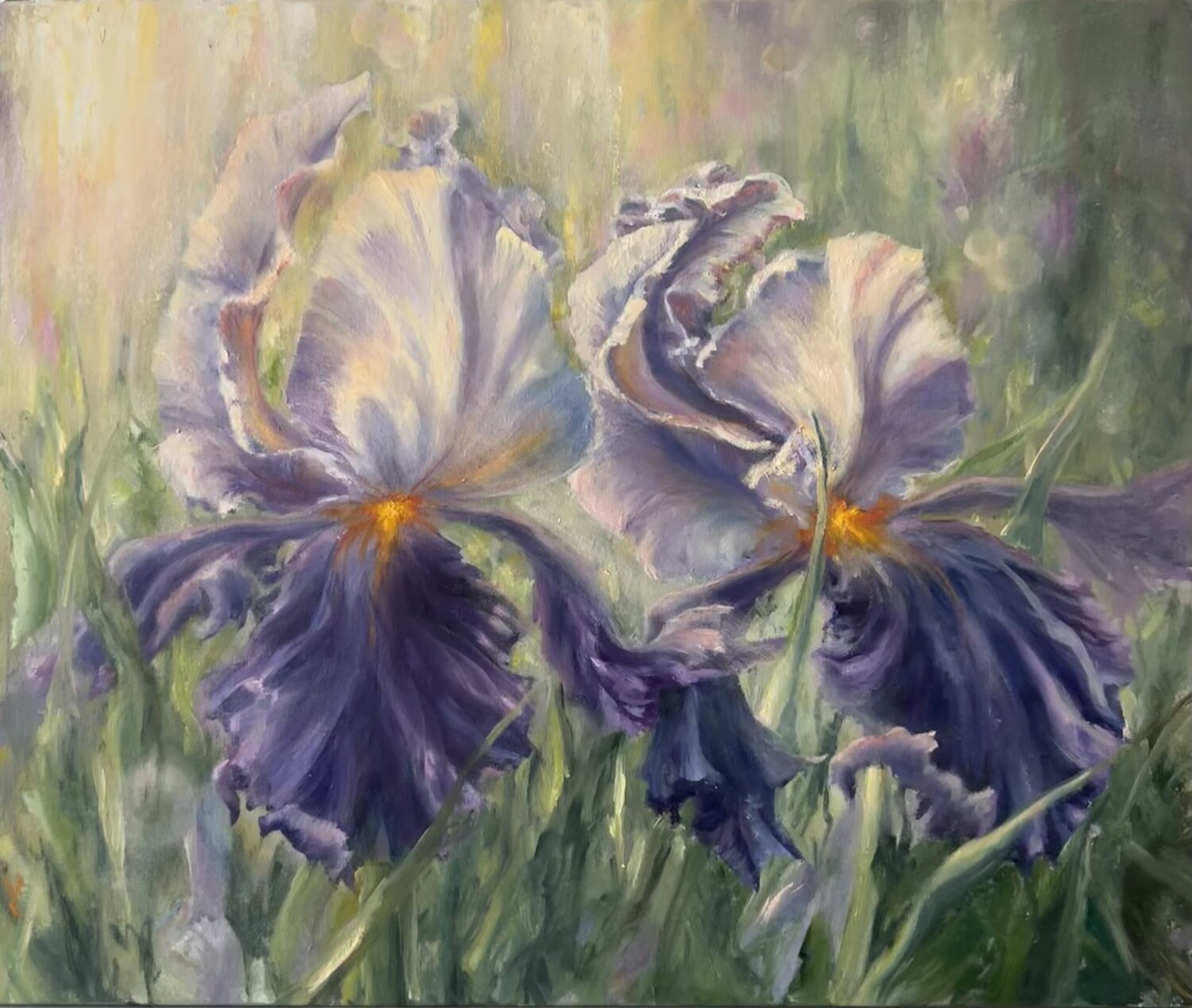 Morning Irises Alesia Yeremeyeva Original painting for sale