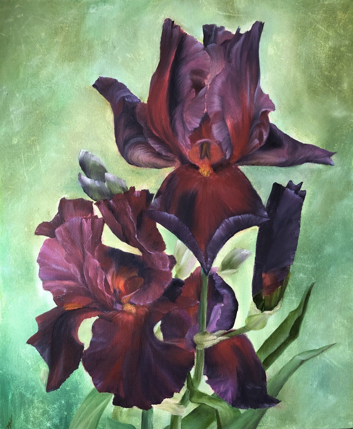 Play with Fire Irises Alesia Yeremeyeva Original painting for sale
