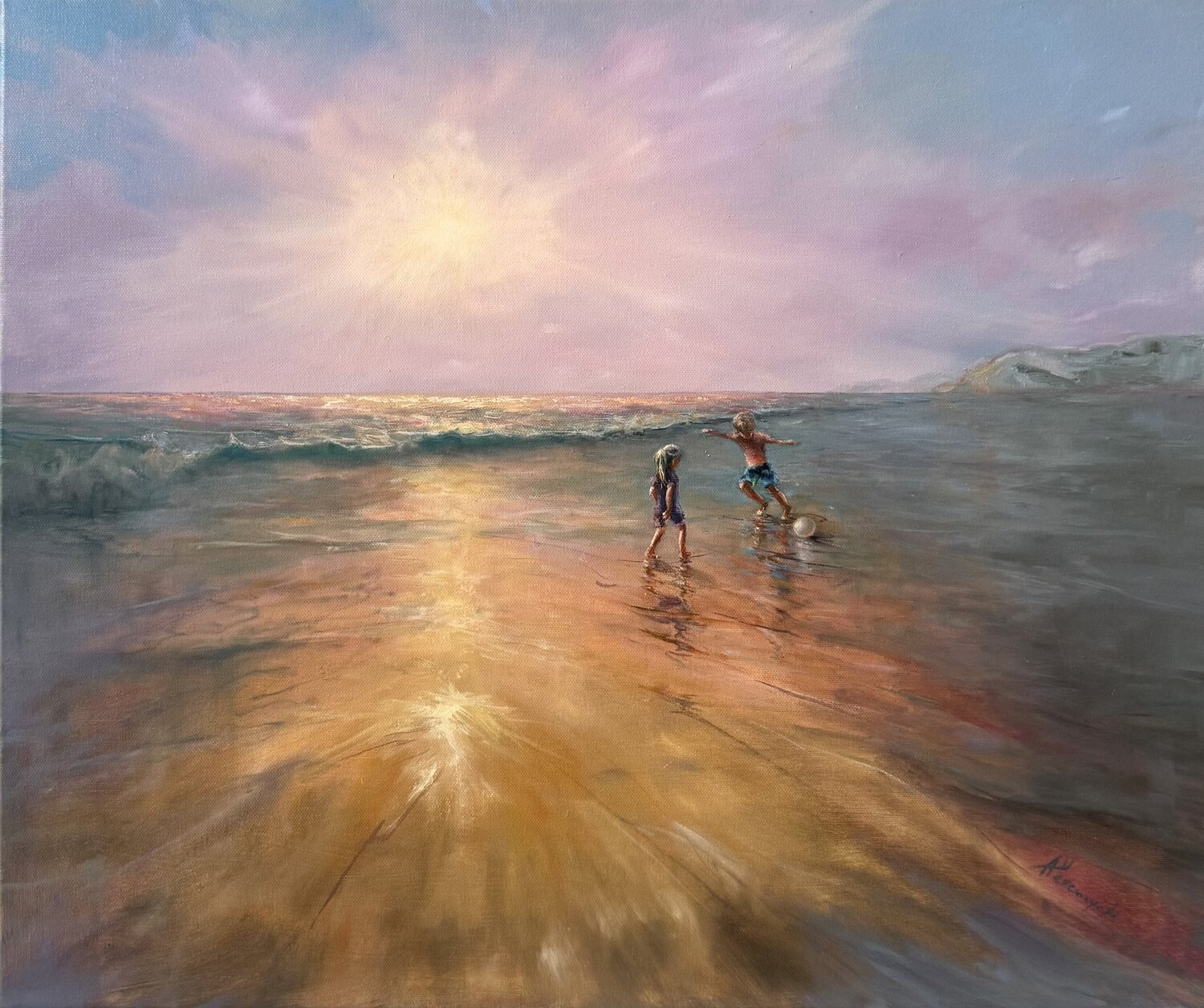 By the ocean (BFF) Alesia Yeremeyeva Original painting for sale
