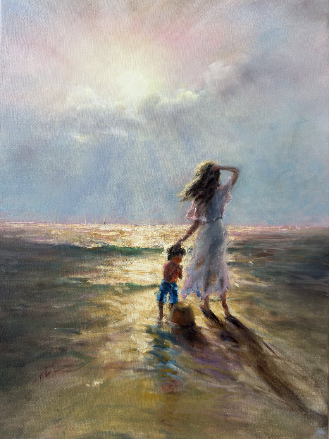 Summer by the sea. Those happy moments we all cherish. Alesia Yeremeyeva Original painting for sale