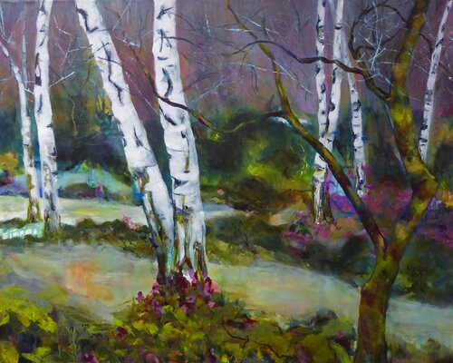 Birches by Ute Roehe, Painting for Sale on Select