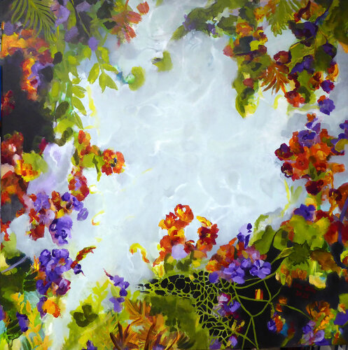 Floral on Abstraction 2 by Ute Roehe, Painting for Sale on Select