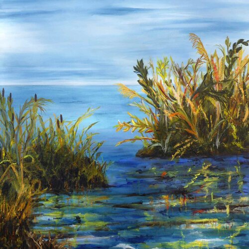 Reeds on the bank by Ute Roehe, Painting for Sale on Select
