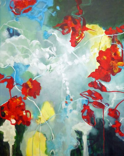 Flying Red by Ute Roehe, Painting for Sale on Select