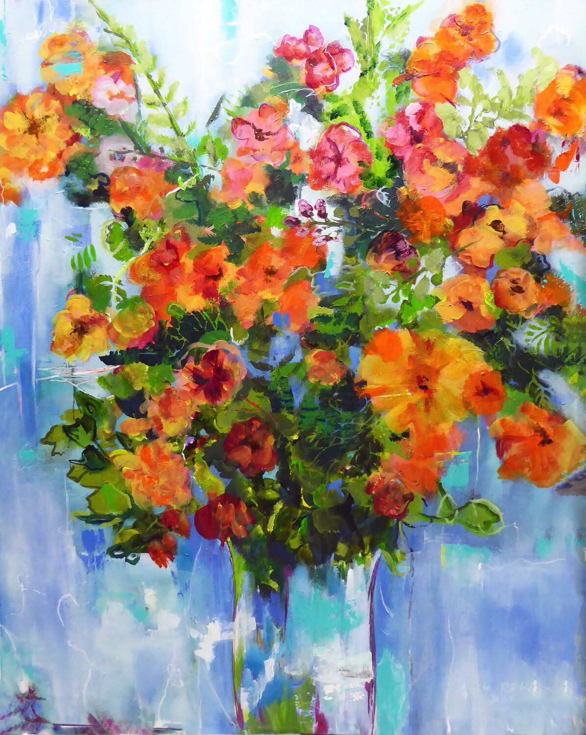 Flowers in a vase Ute Roehe Original painting for sale