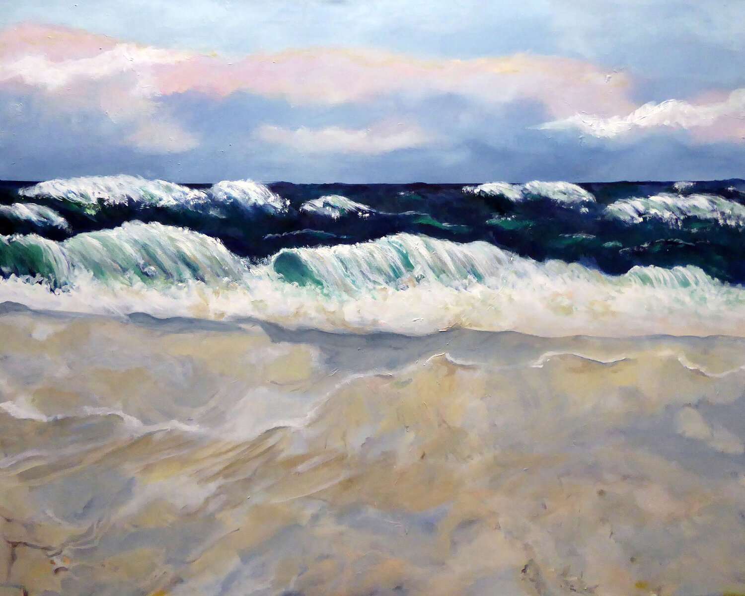 Surf in the North Sea Ute Roehe Original painting for sale