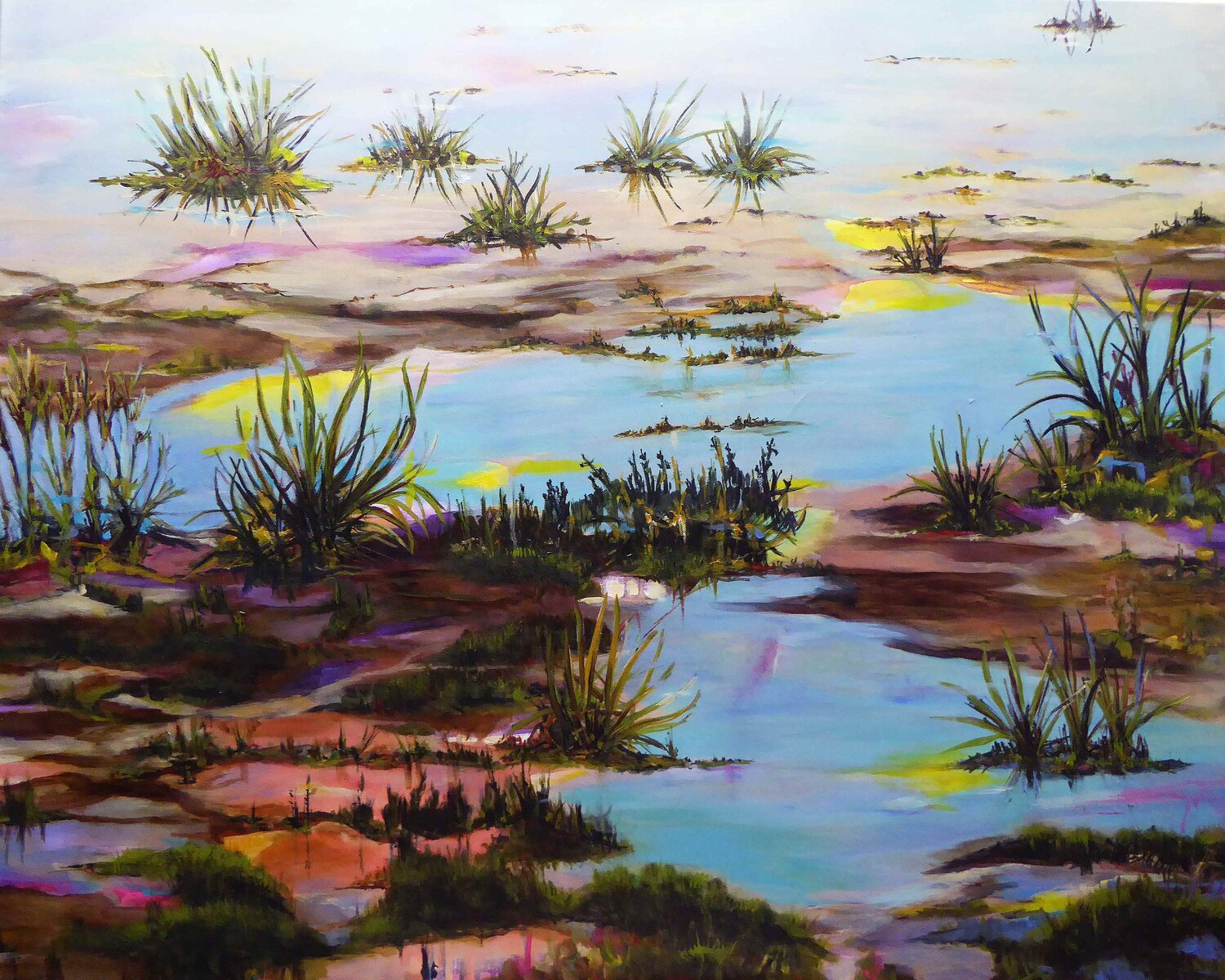 Evening atmosphere at the Wadden Sea 2 Ute Roehe Original painting for sale