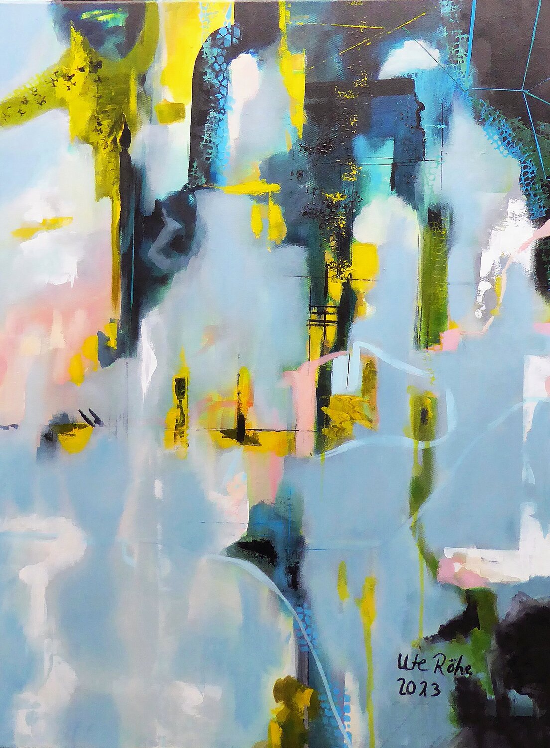 Colour-Variation on Black 1 Ute Roehe Original painting for sale