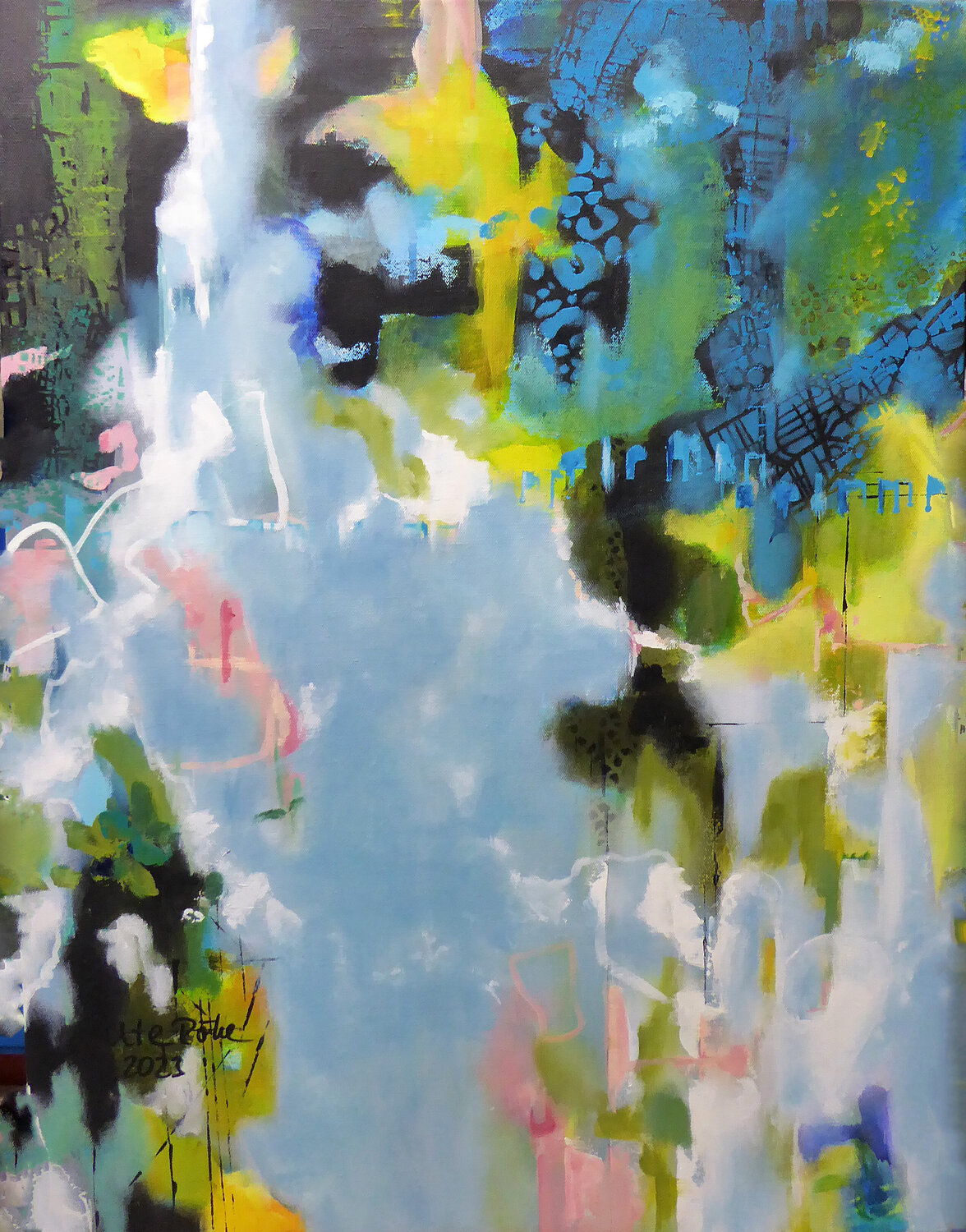 Colour-Variation on Black 2 Ute Roehe Original painting for sale