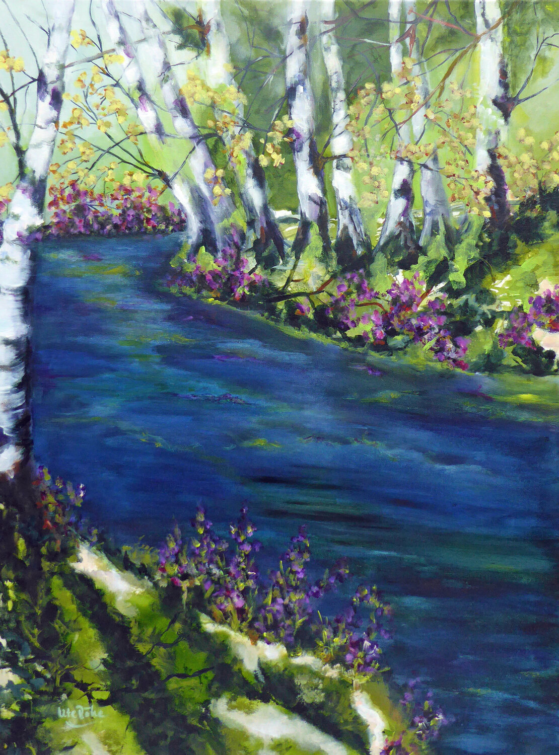 Birches 5 Ute Roehe Original painting for sale
