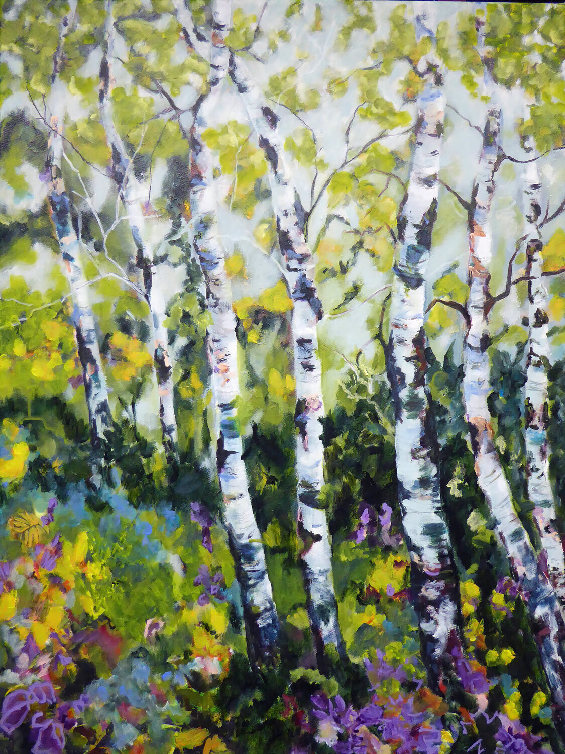 Birches 3 Ute Roehe Original painting for sale