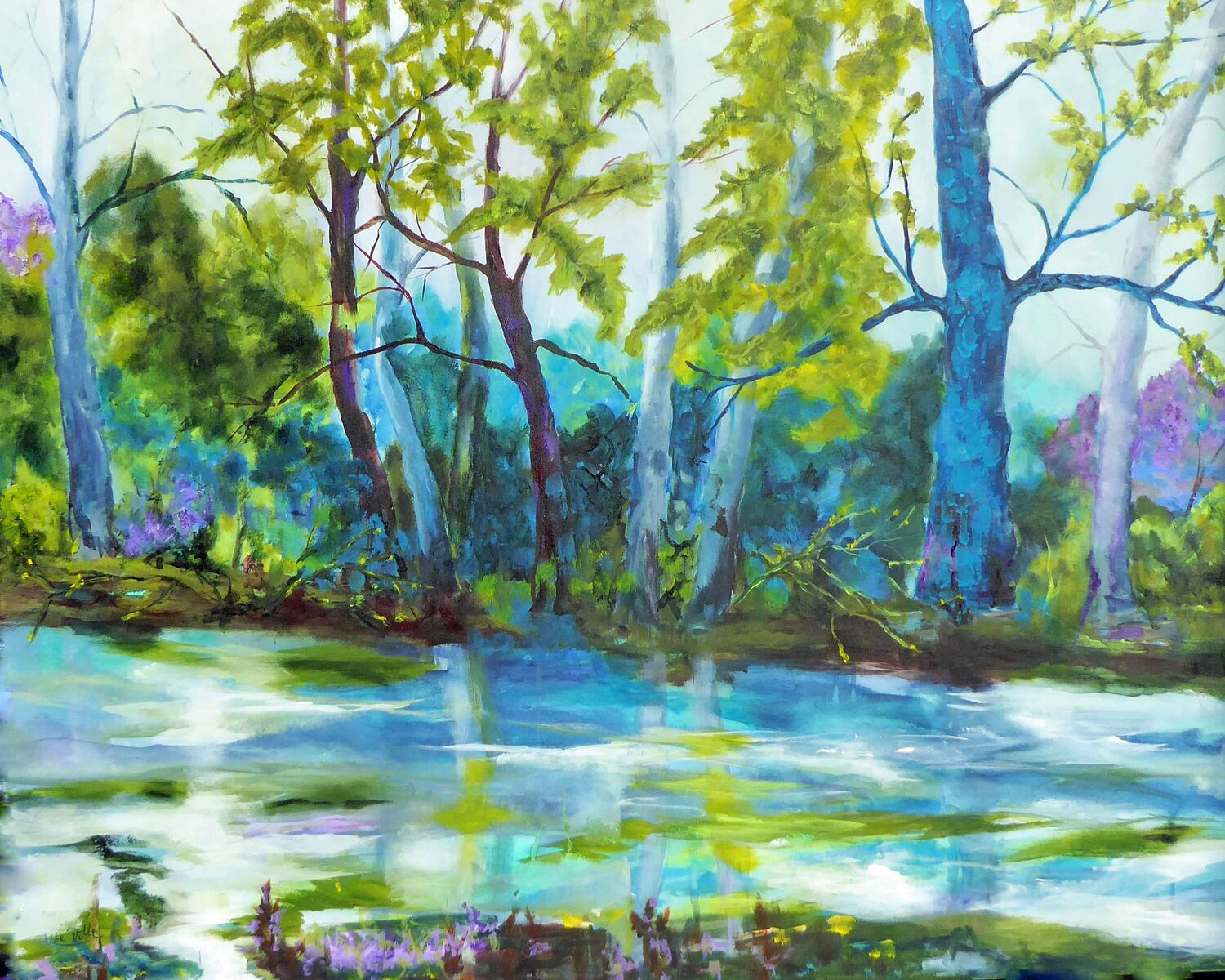 My blue tree Ute Roehe Original painting for sale