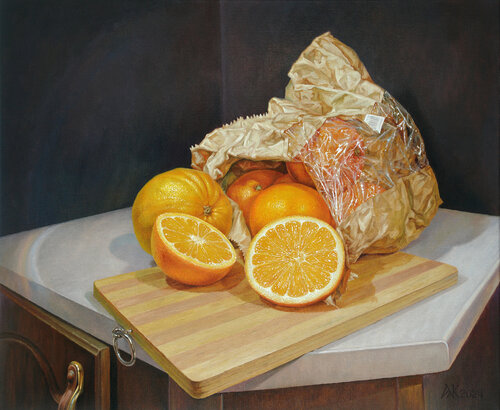 Still Life with Oranges by Andrii Zhukov, Painting for Sale on Select