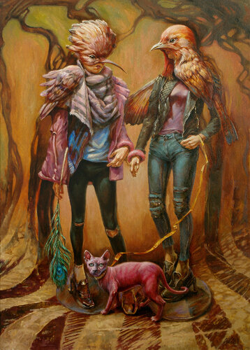 Bird Games by Andrii Zhukov, Painting for Sale on Select