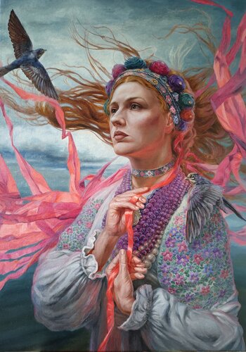 Swallows by Andrii Zhukov, Painting for Sale on Select