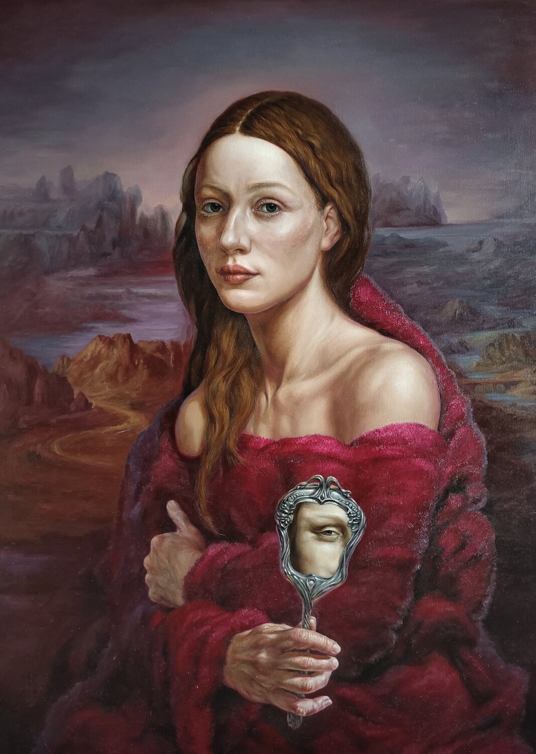 Girl with a Mirror Andrii Zhukov Original painting for sale