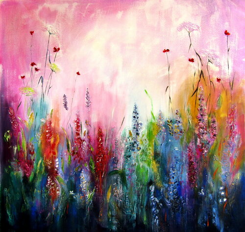 Happy wildflowers field IV by Anna Brigitta Kovacs, Painting for Sale on Select