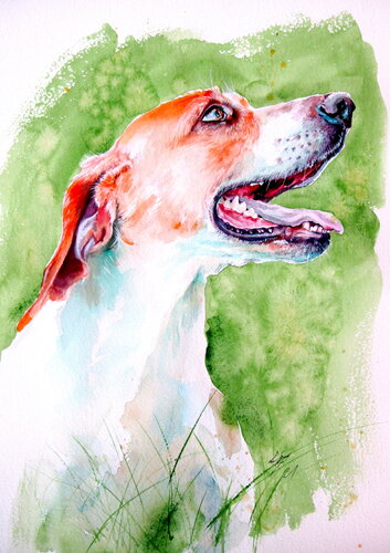 Dog smile by Anna Brigitta Kovacs, Painting for Sale on Select
