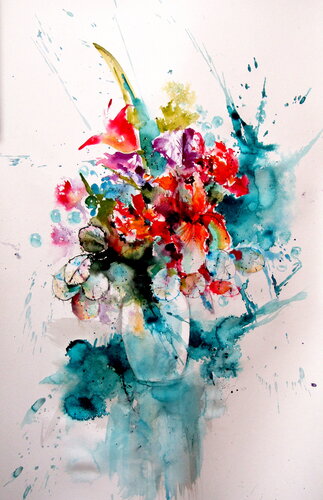 Atmosphere with flowers III by Anna Brigitta Kovacs, Painting for Sale on Select