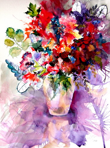 Home atmosphere with flowers II by Anna Brigitta Kovacs, Painting for Sale on Select