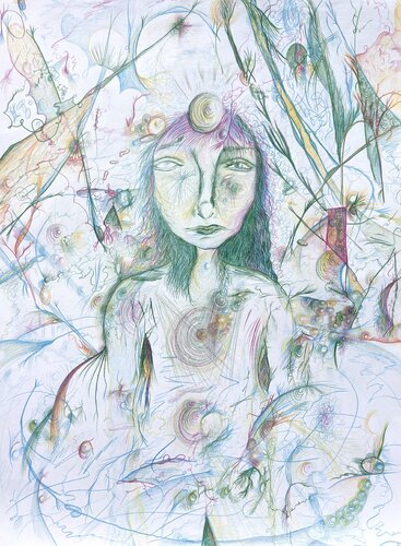 A fairy named Existence, encountered in the space between, the borderline, at the interdimensional crossroads by Nicole Javorsky, Drawing for Sale on Select