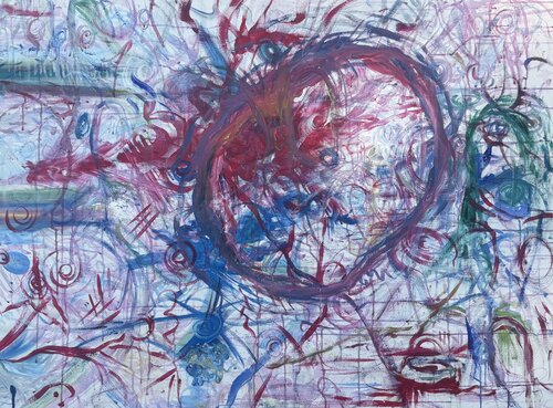 Earthly and Ethereal intertwined, staring into the abyss, I pose my questions to the trees (Is there anything more true than i don't know and the questions themselves?) by Nicole Javorsky, Painting for Sale on Select