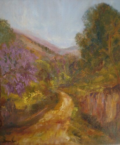 Jacaranda Drive in the Nilgiris by Deepa Kern, Painting for Sale on Select