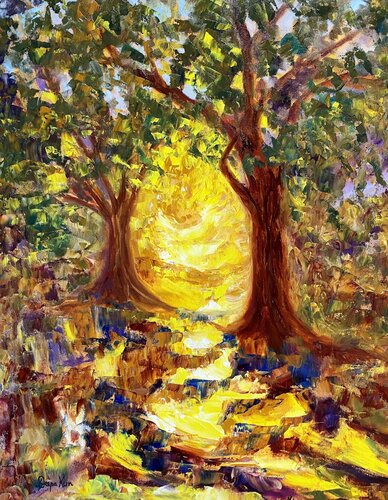 Pathway of Light (Dappled Path Series) by Deepa Kern, Painting for Sale on Select