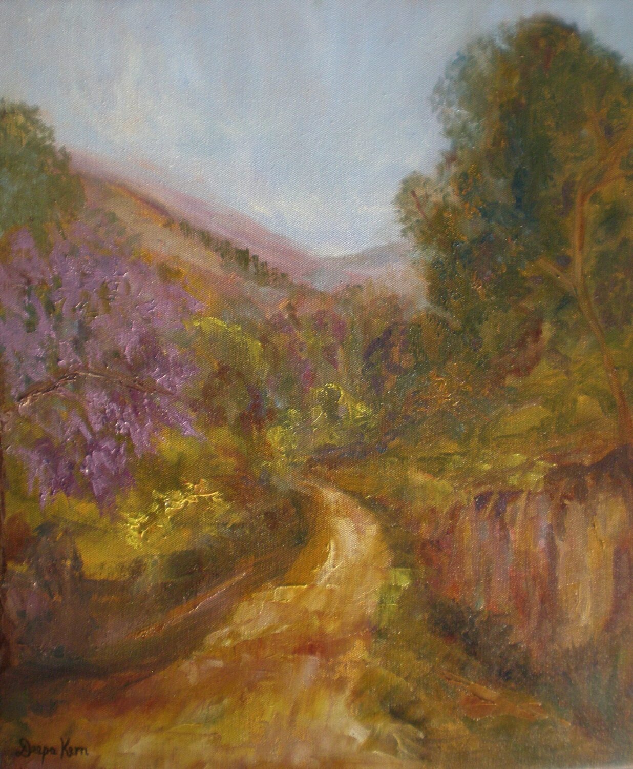 Jacaranda Drive in the Nilgiris Deepa Kern Original painting for sale