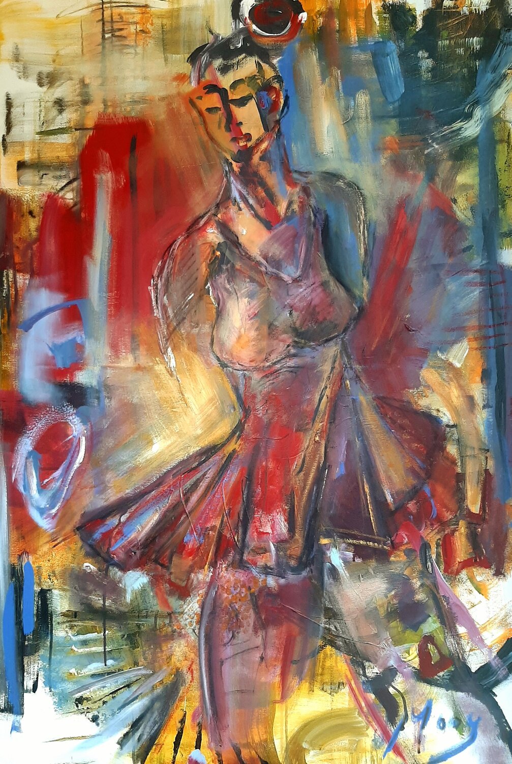 Tänzerin im roten Kleid Isabella Moog Original painting for sale