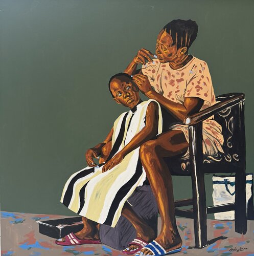 The Grooming by Emmanuel Akolo, Painting for Sale on Select