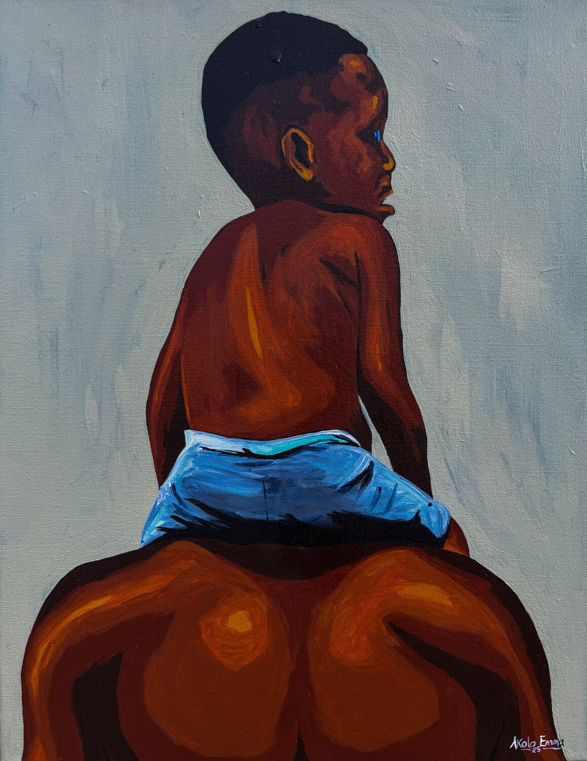A Father's Duty Emmanuel Akolo Original painting for sale