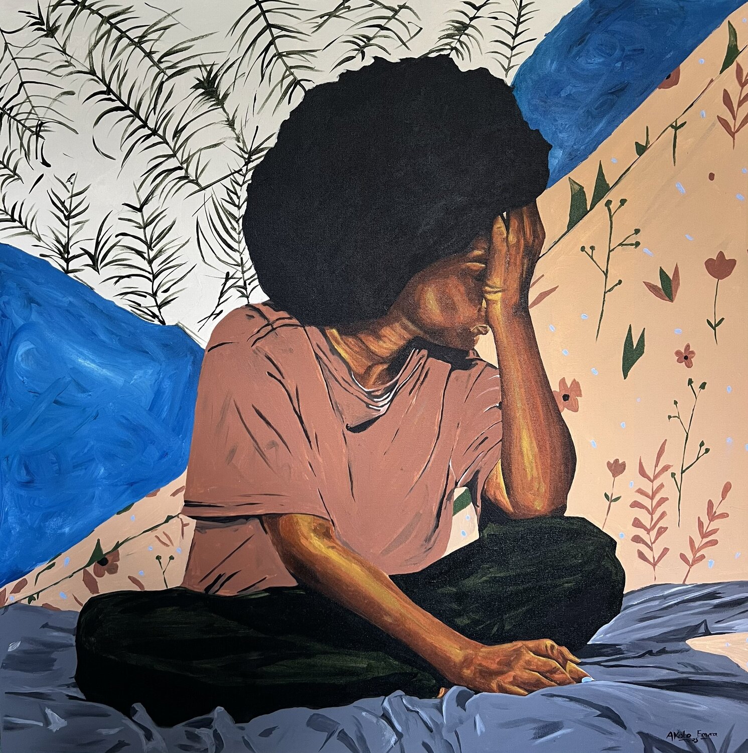 Not Again Emmanuel Akolo Original painting for sale