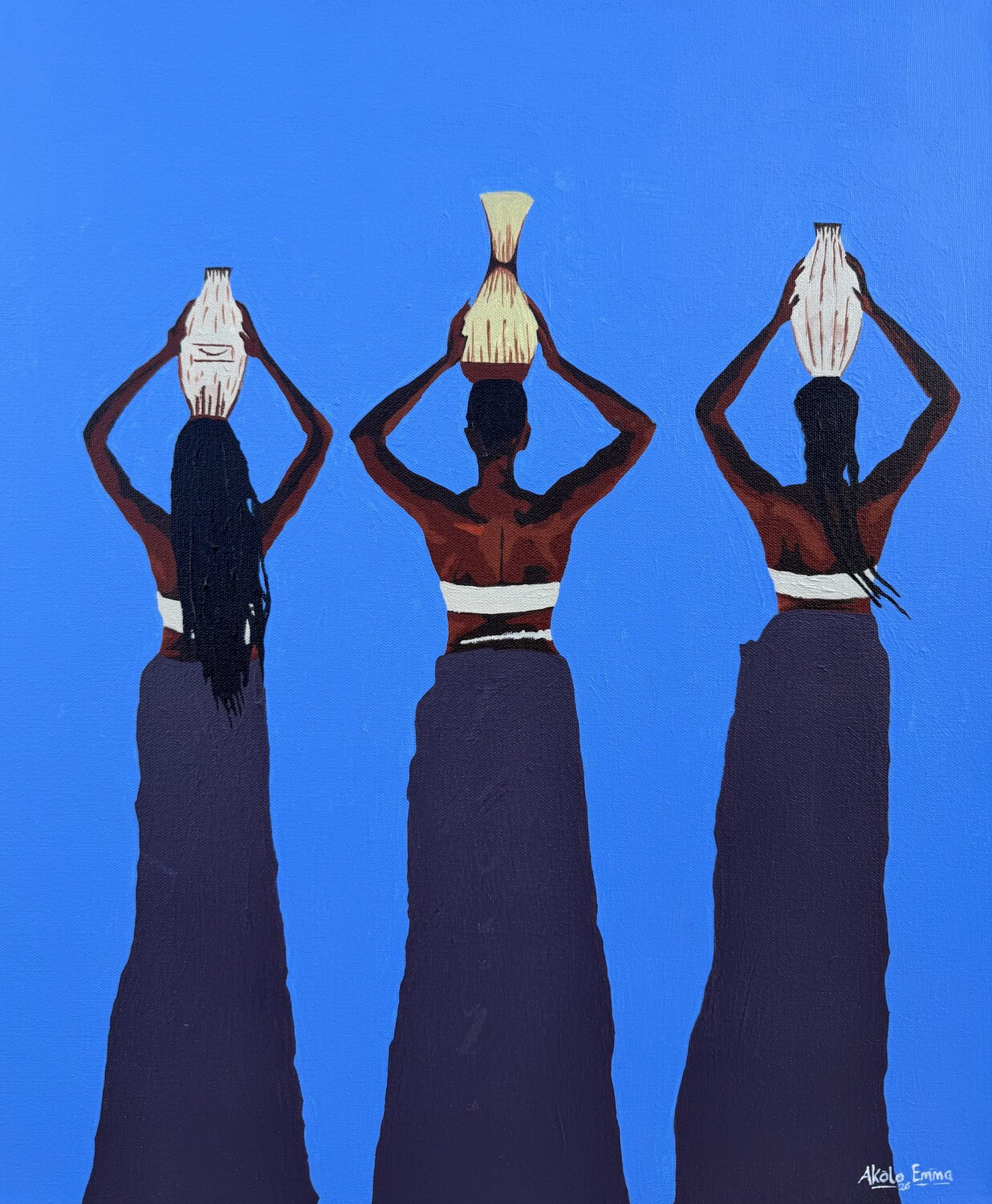 Sisters In Stride Emmanuel Akolo Original painting for sale
