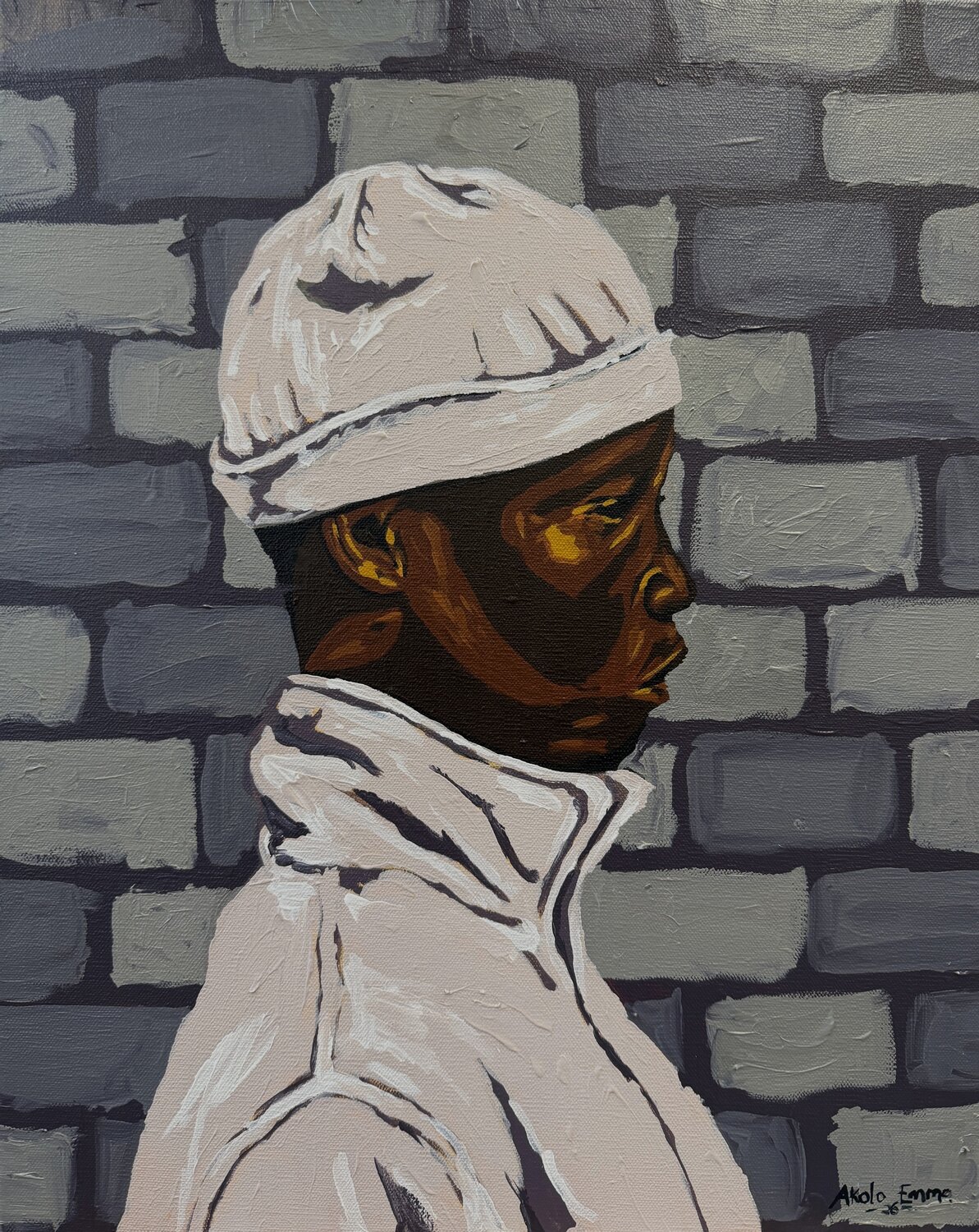 Against The Wall Emmanuel Akolo Originalgemälde zu verkaufen