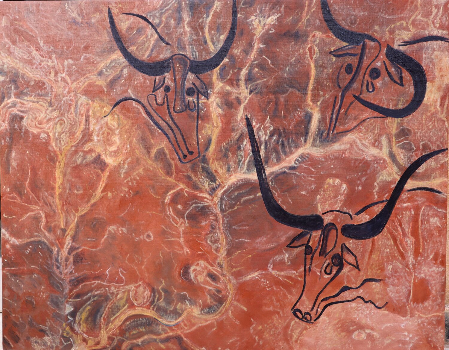 TIRARAT    LES VACHES QUI PLEURENT DONALD LE HERON Original painting for sale
