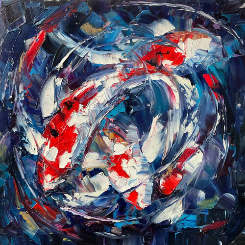 Koi blue by Mariia Hyhar, Painting for Sale on Select