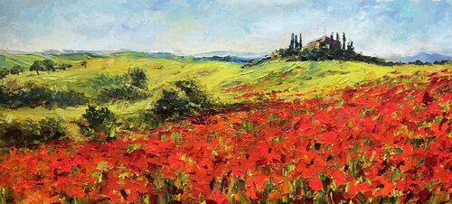 Vivid poppies. Tuscan by Mariia Hyhar, Painting for Sale on Select