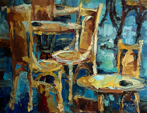 Black ashtrays by Mariia Hyhar, Painting for Sale on Select