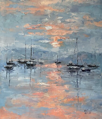 Pastel morning by Mariia Hyhar, Painting for Sale on Select
