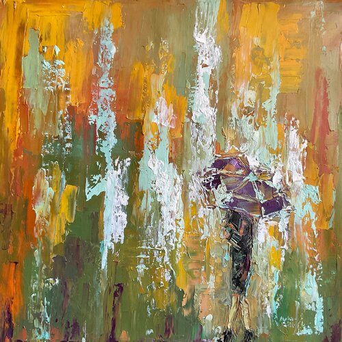 Violet umbrella by Mariia Hyhar, Painting for Sale on Select