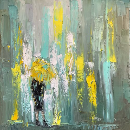 Yellow umbrella by Mariia Hyhar, Painting for Sale on Select