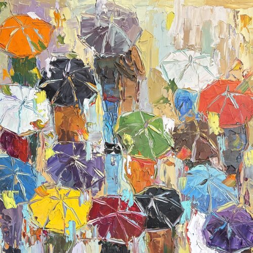 Umbrella weather by Mariia Hyhar, Painting for Sale on Select